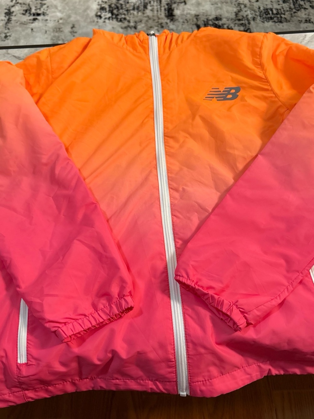 New Balance ' Orange to Pink Ombre Windbreaker Jacket